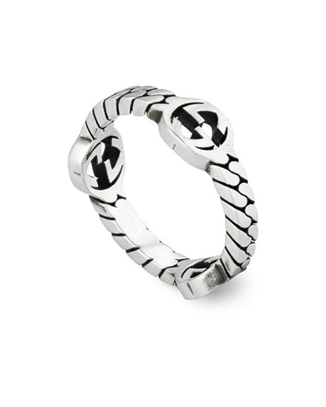 Sterling Silver Interlocking G Skinny Statement Ring